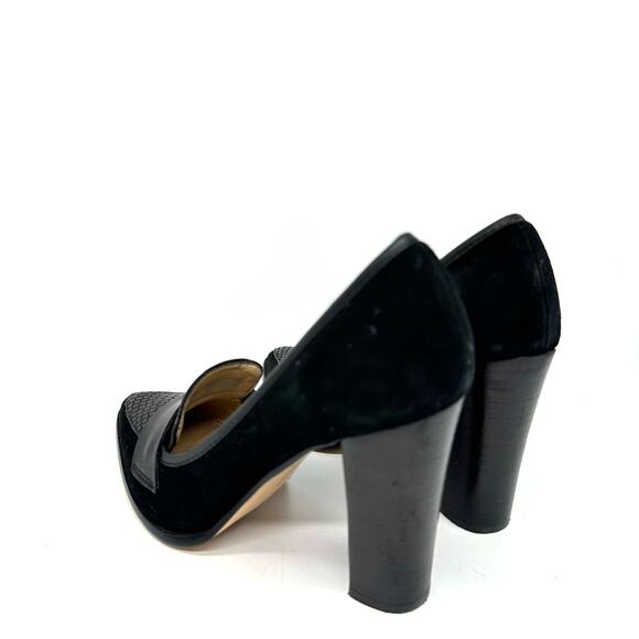 Saks Fifth Avenue Aileen Black Suede And Leather Pointed Toe Heels Womens Size 7 - Picture 4 of 13